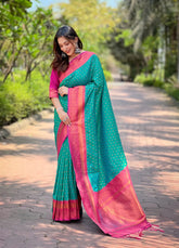 Womens Fashion Ethnic Kanjeevaram Green Color Sarees-MLSHWSA1886GRN